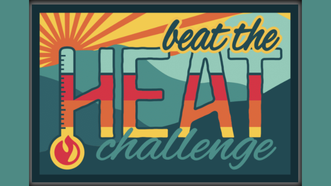 A picture of a patch depicting Beating the Heat in August.
